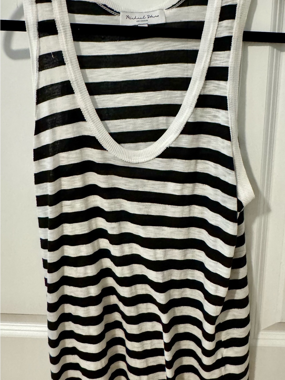 Michael Stars Black and White Striped Scoop Tank